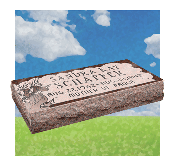 Flush mount granite marker set level with the ground
